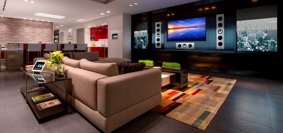 Living Room Family Room Home Entertainment with KEF CI5160 THX Monaco AV